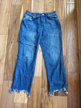 Free people Blue Women's Distressed Straight-Leg Jeans